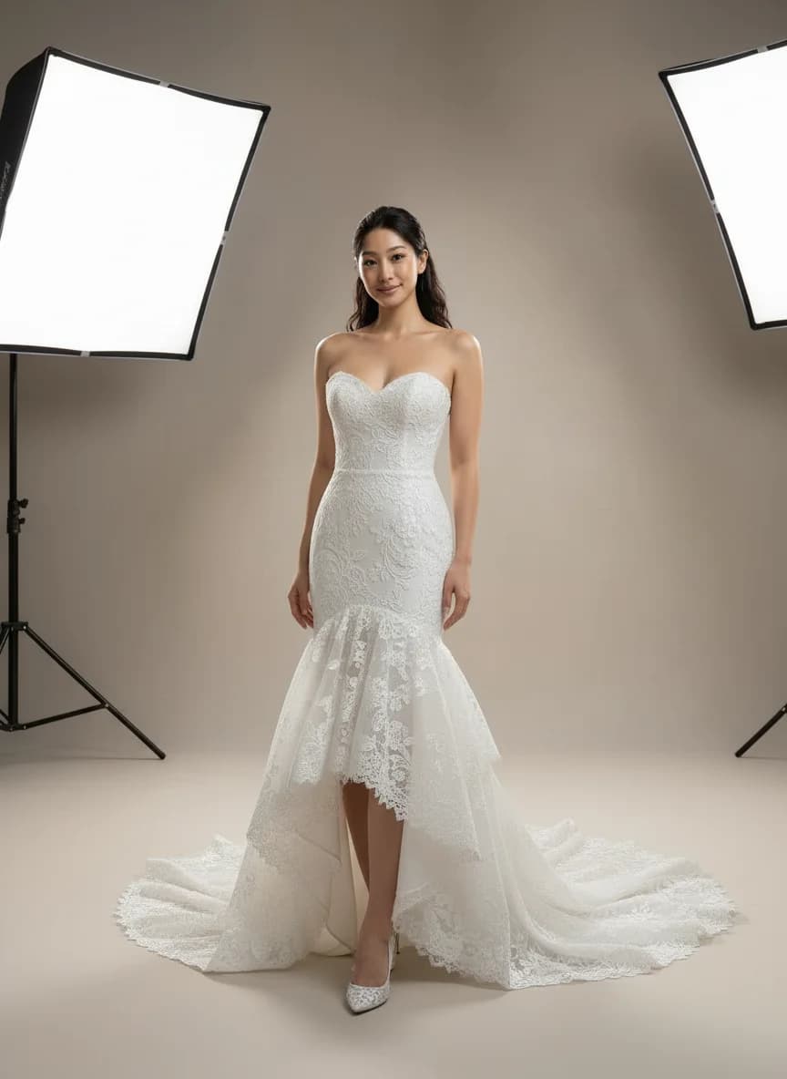 Mermaid dress with High-Low and Sweetheart neckline
