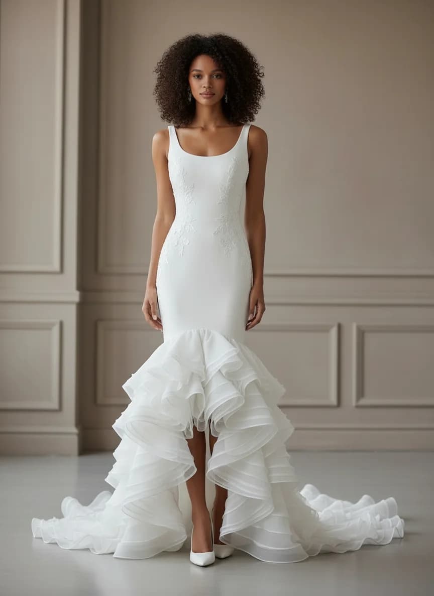 Mermaid dress with High-Low and Scoop neckline