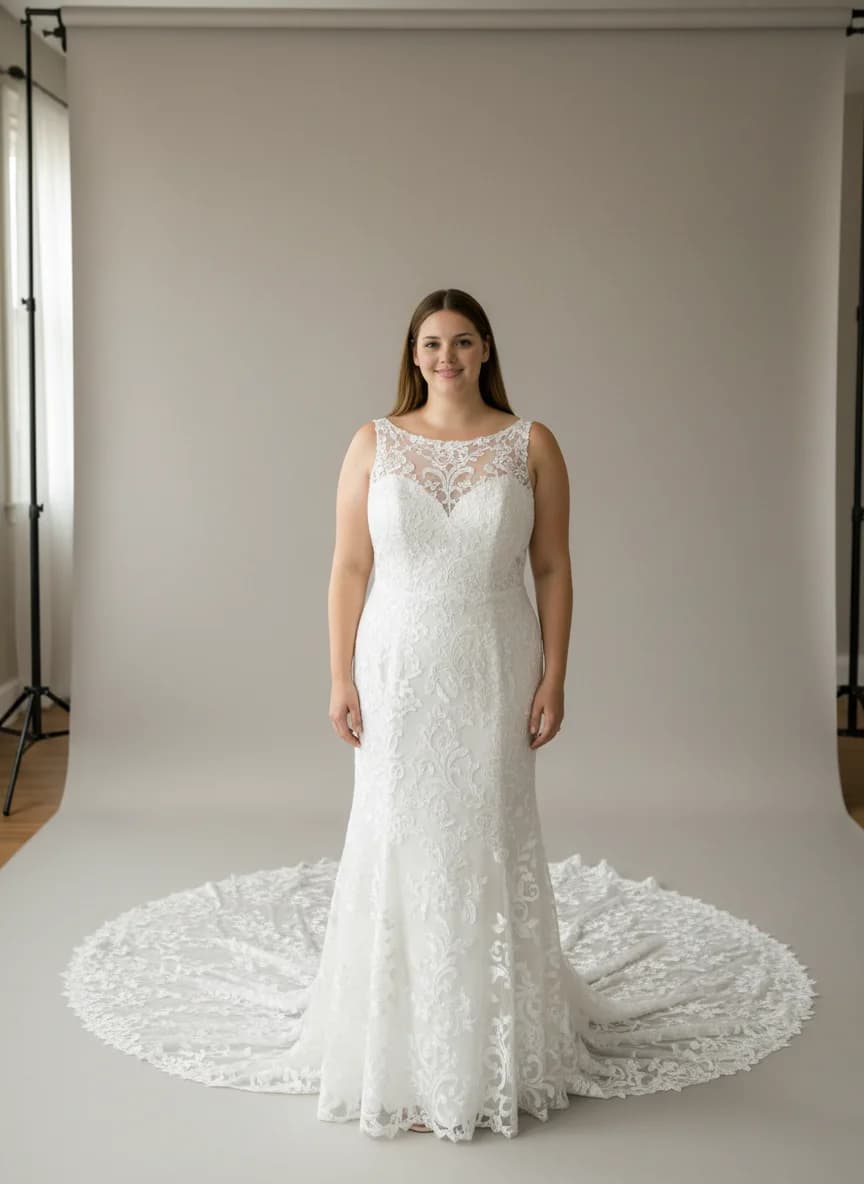 Sheath dress with Cathedral Train and Boat Neck neckline