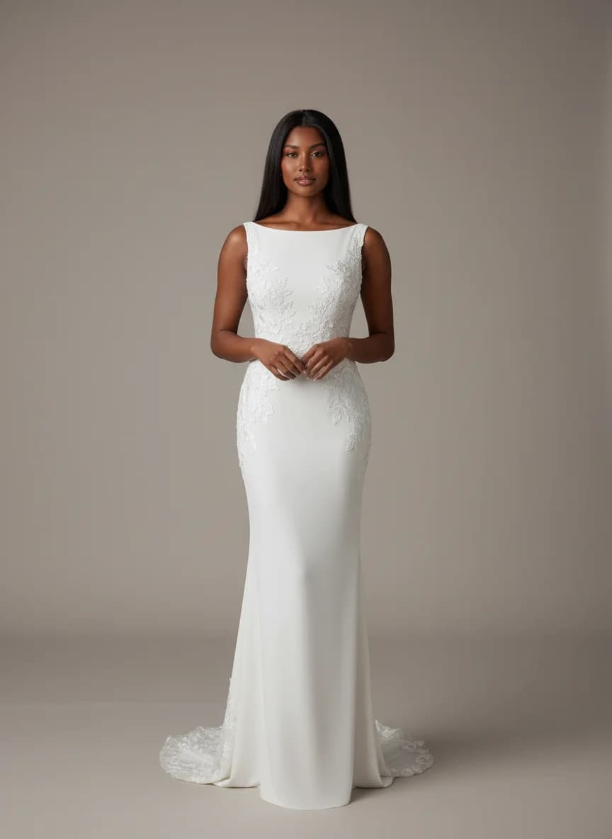 Sheath dress with Boat Neck neckline