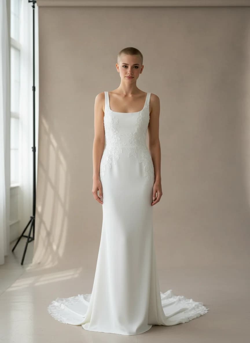 Sheath dress with Square neckline