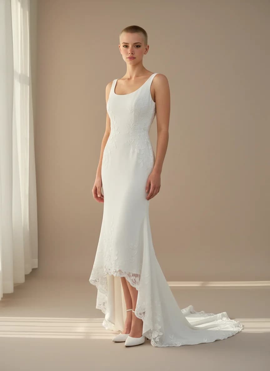 Sheath dress with High-Low and Scoop neckline