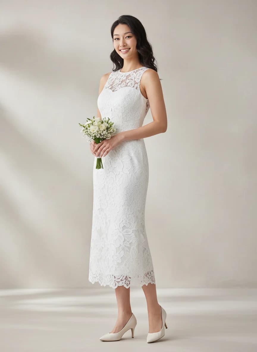 Sheath dress with Knee Length and High Neckline neckline