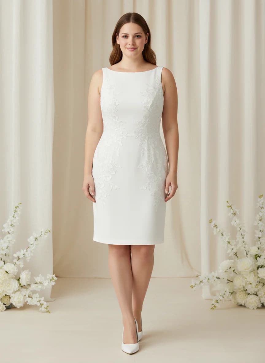 Sheath dress with Mini and Boat Neck neckline