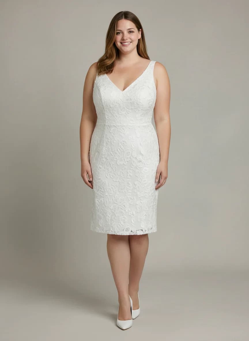Sheath dress with Mini and V-Neck neckline
