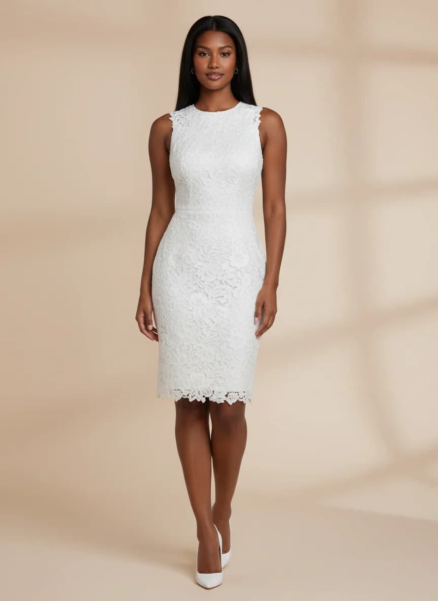Sheath dress with Mini and High Neckline neckline