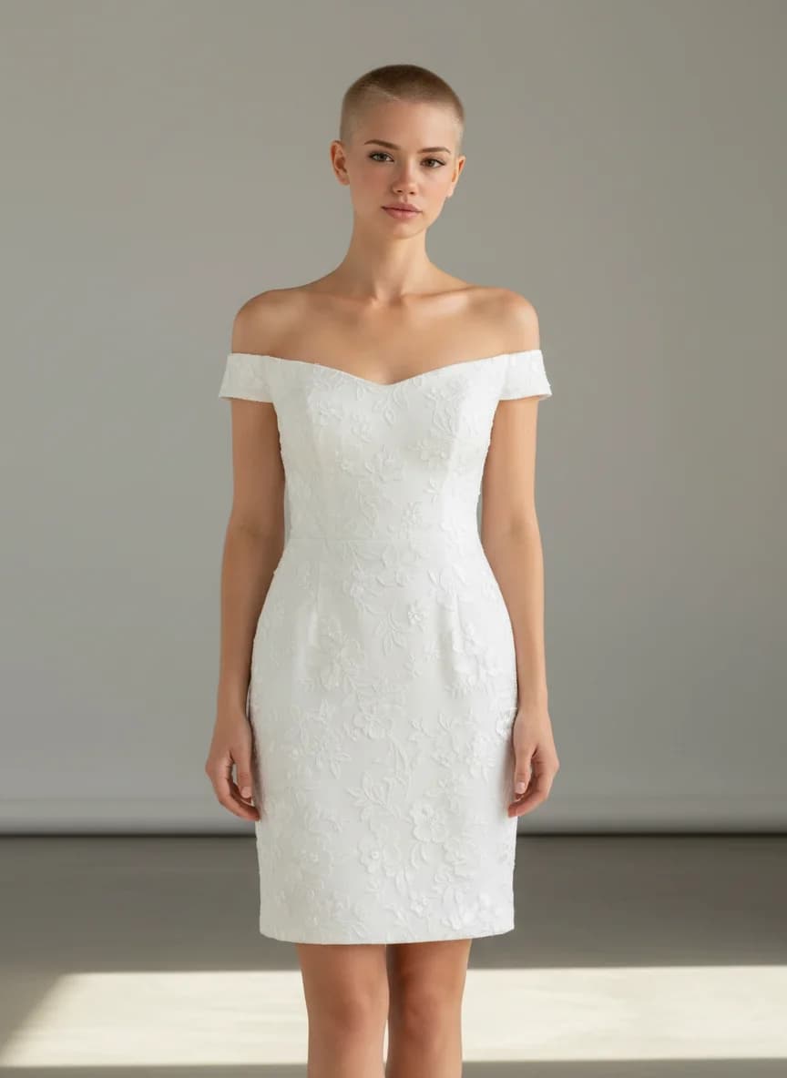 Sheath dress with Mini and Off Shoulder neckline