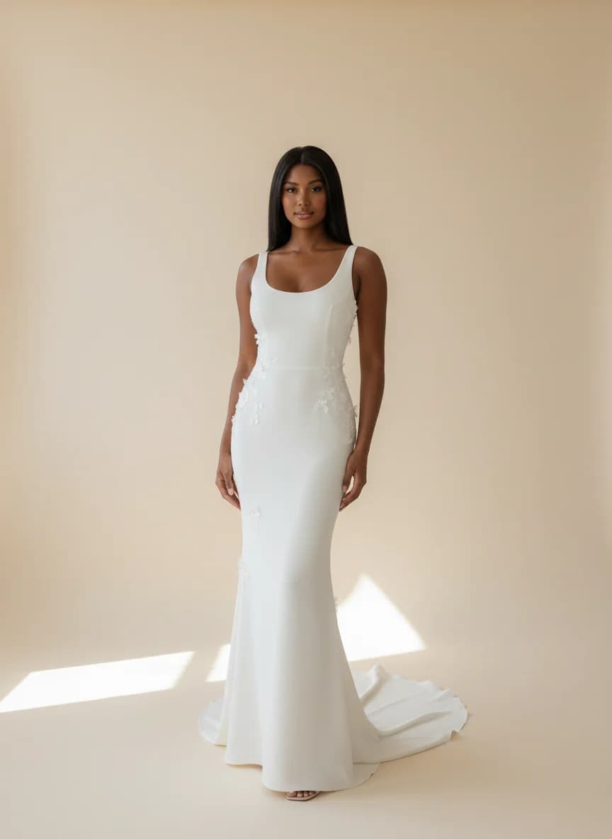 Sheath dress with Sweep Train and Scoop neckline