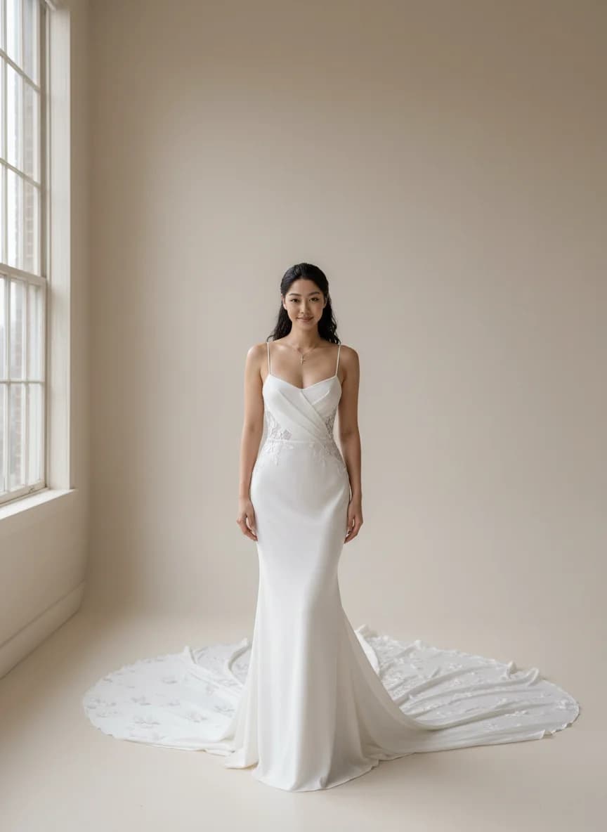 Slip dress with Cathedral Train and Strapless neckline
