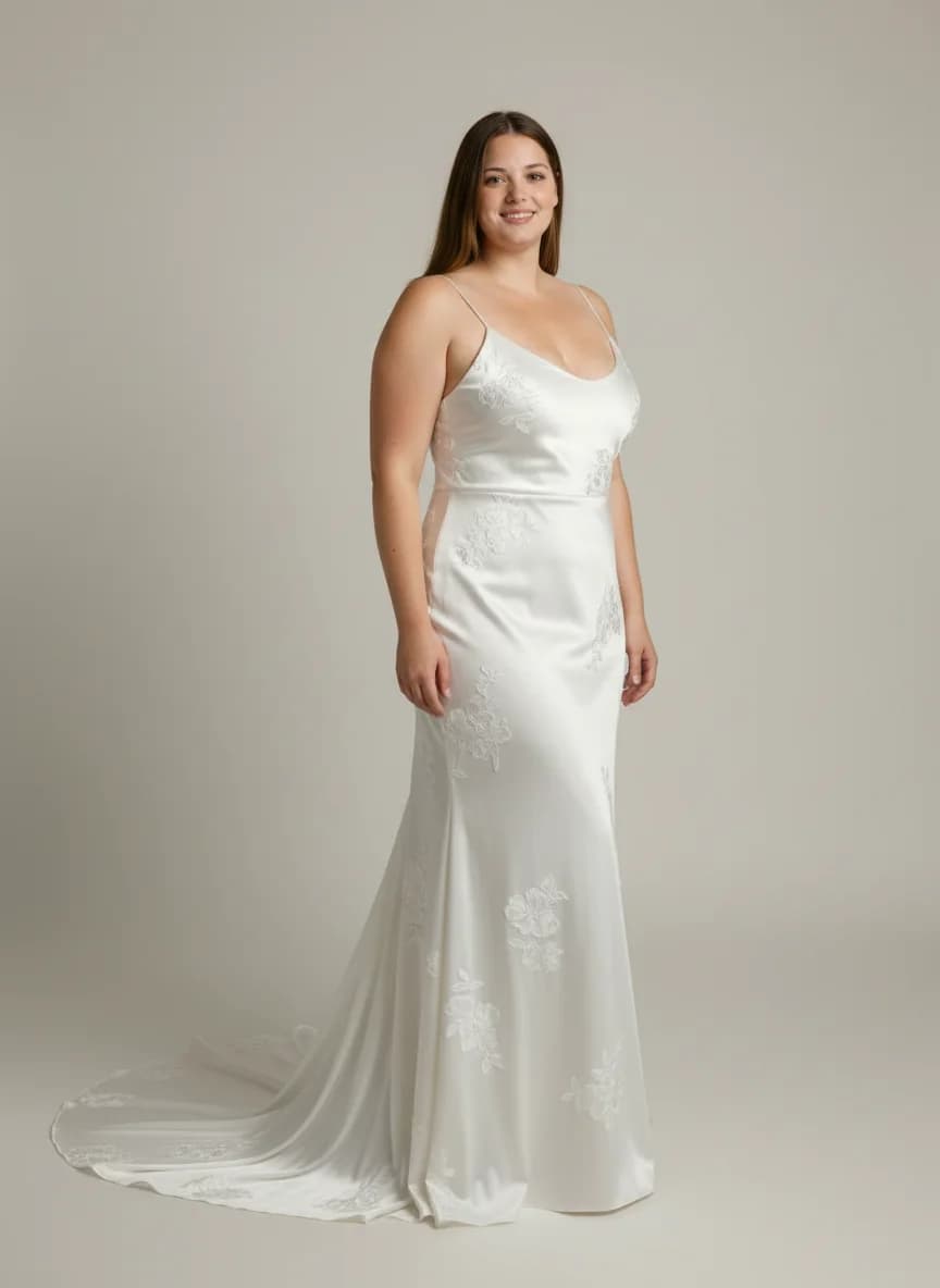 Slip dress with Chapel Train and Scoop neckline