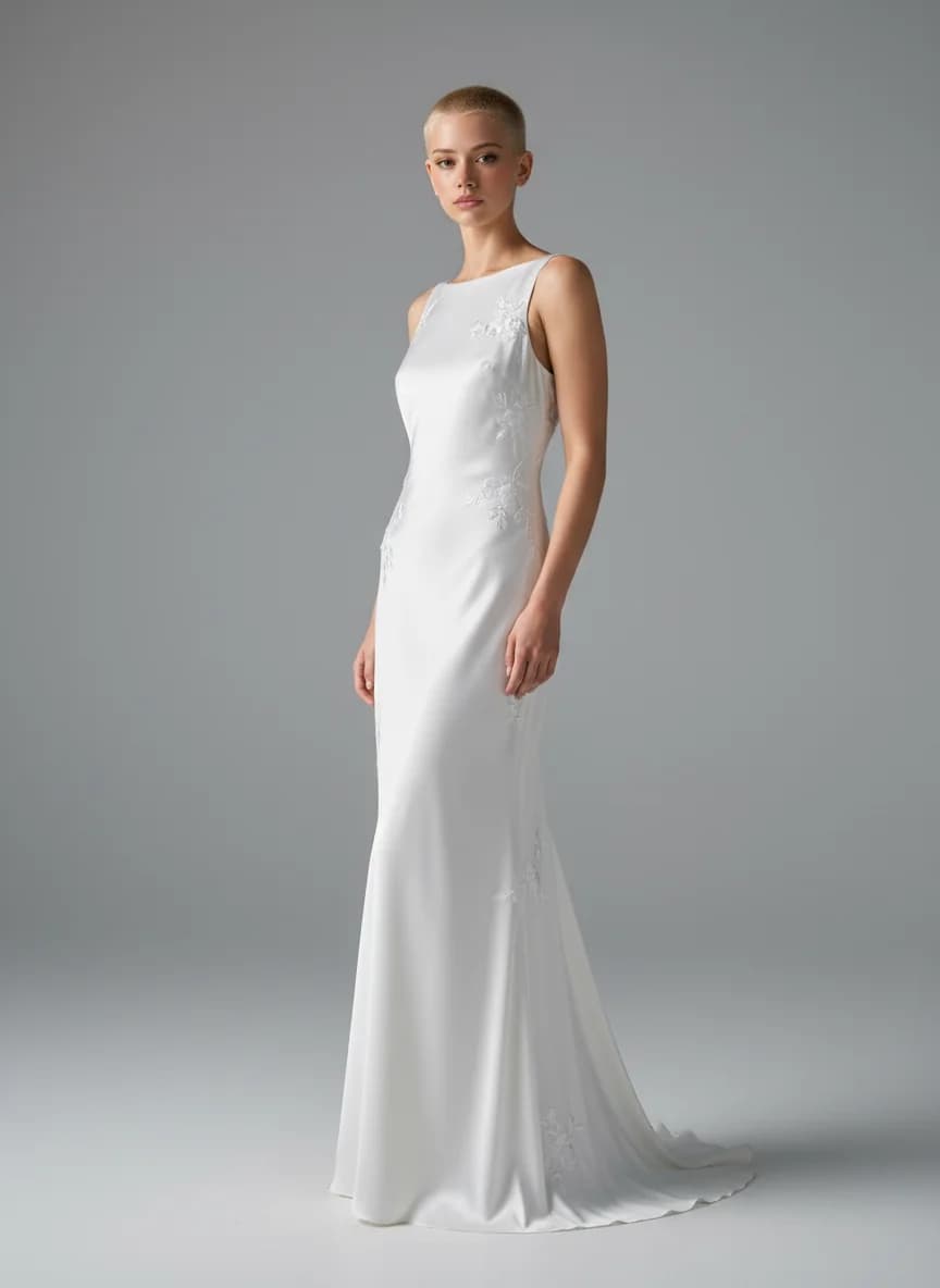 Slip dress with Boat Neck neckline