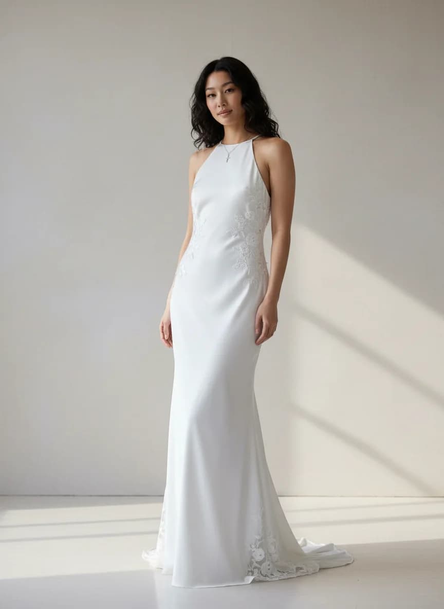 Slip dress with High Neckline neckline