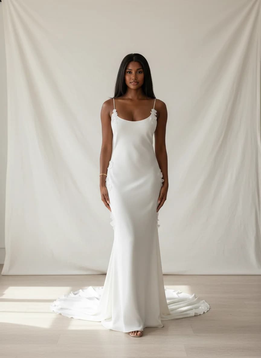 Slip dress with Sweep Train and Scoop neckline