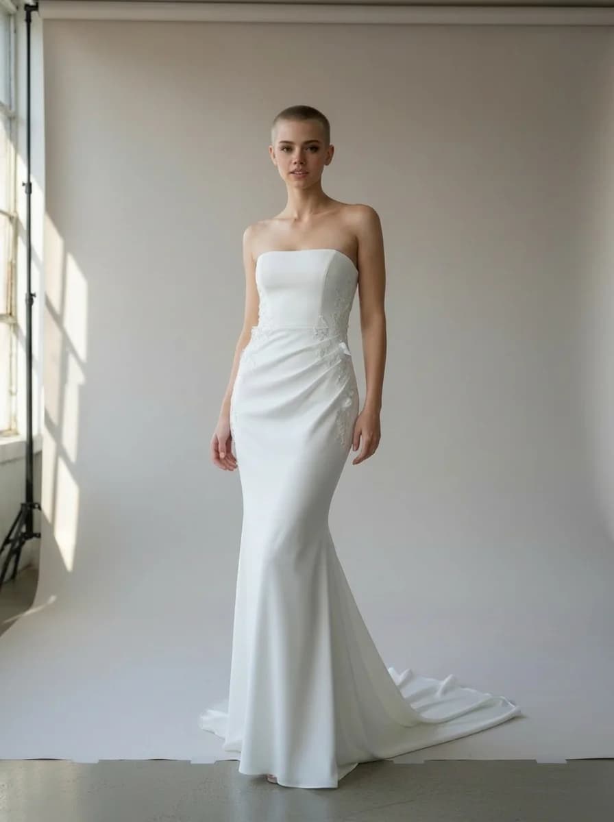 Slip dress with Sweep Train and Strapless neckline