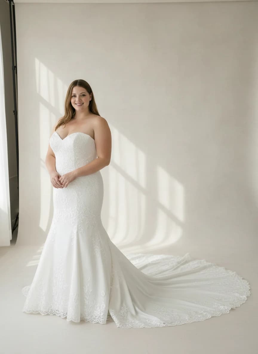 Trumpet dress with Cathedral Train and Strapless neckline
