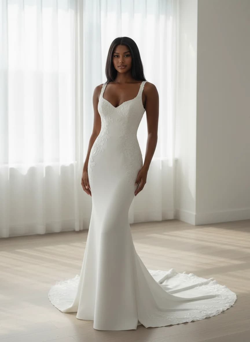 Trumpet dress with Chapel Train and Sweetheart neckline