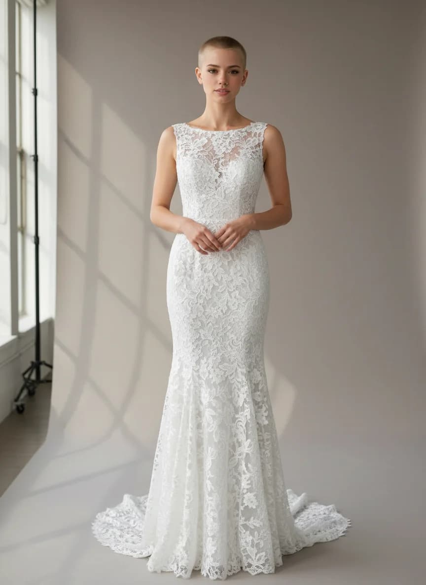 Trumpet dress with Boat Neck neckline