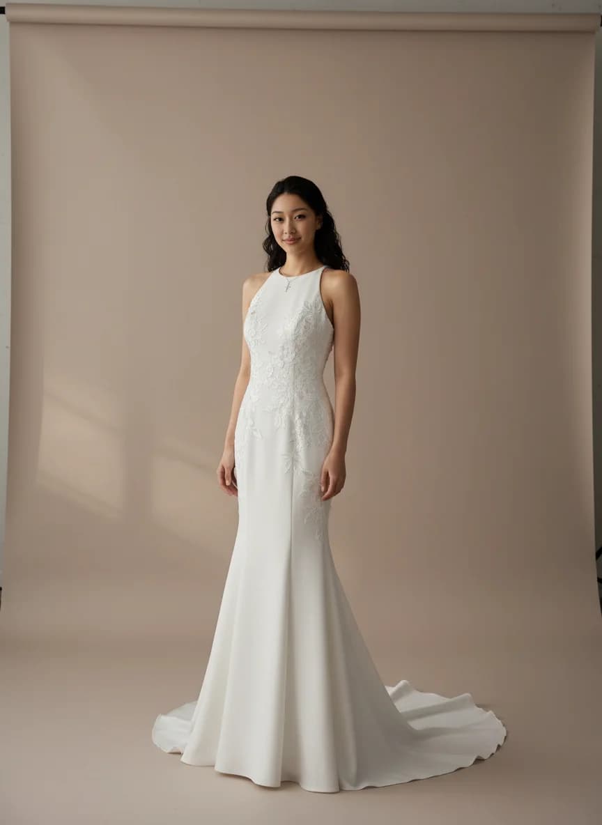 Trumpet dress with High Neckline neckline