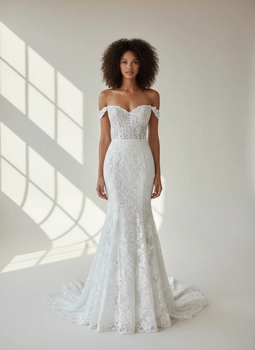 Trumpet dress with Off Shoulder neckline