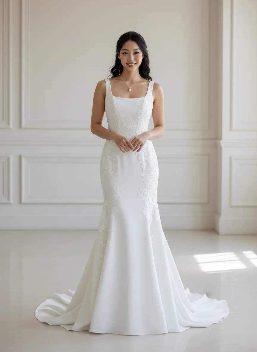 Trumpet dress with Square neckline