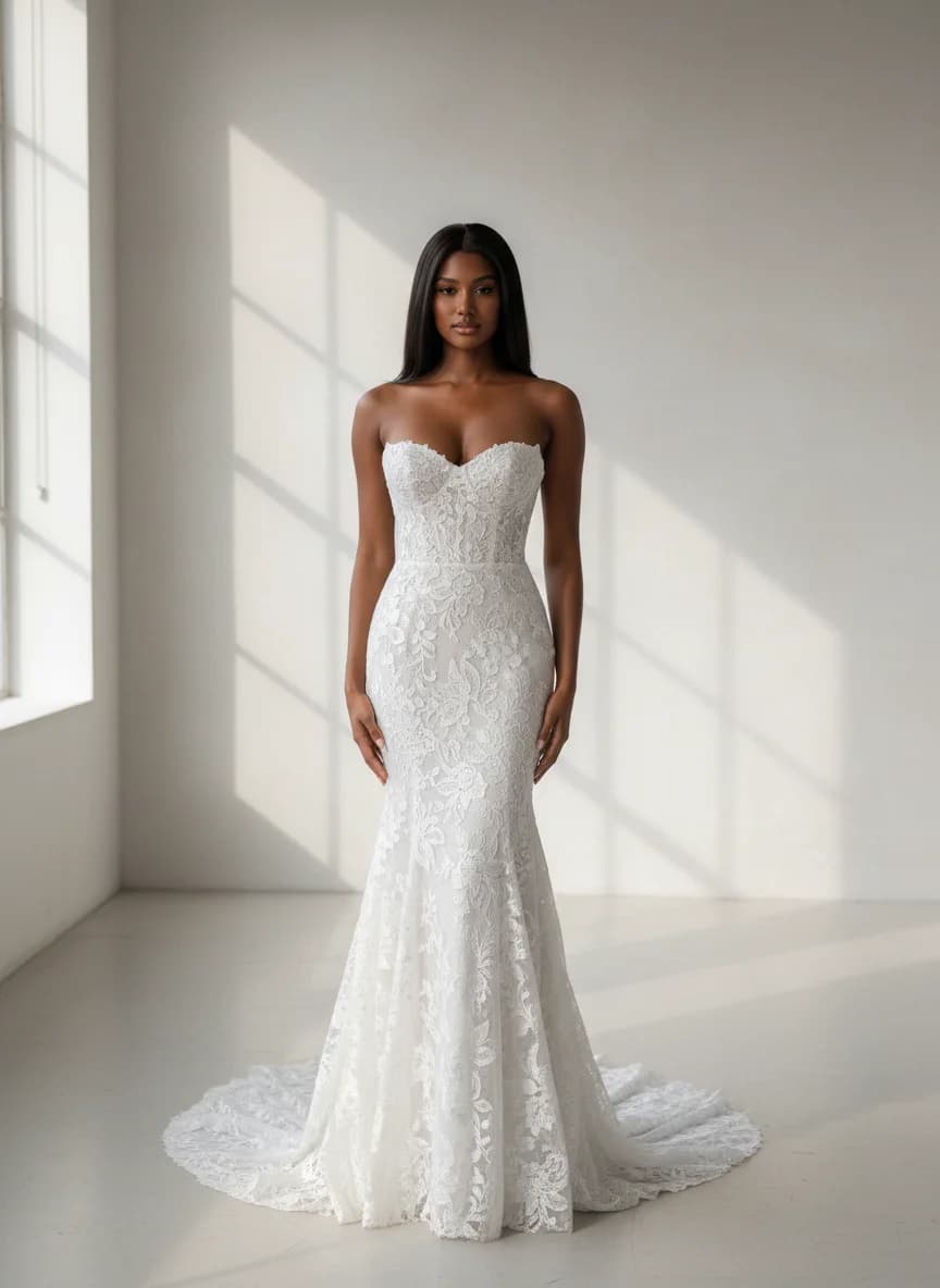 Trumpet dress with Strapless neckline