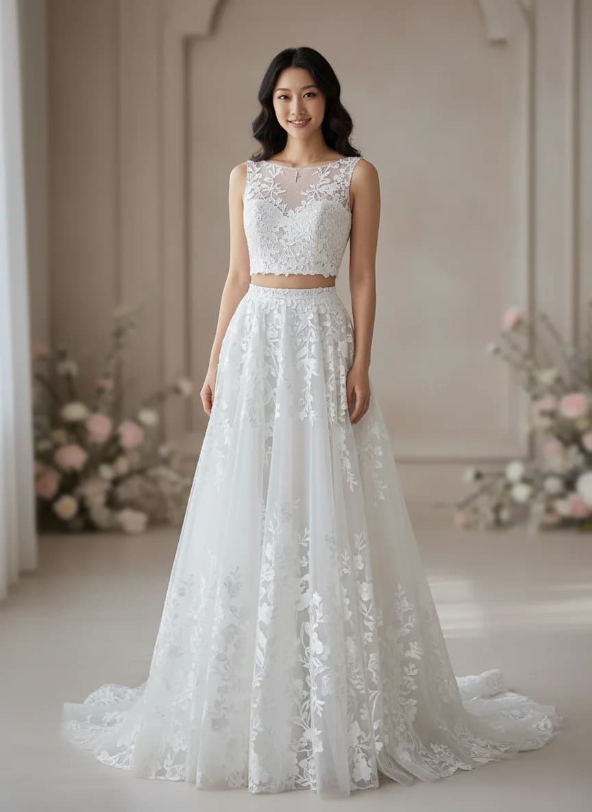 Two Piece dress with Boat Neck neckline