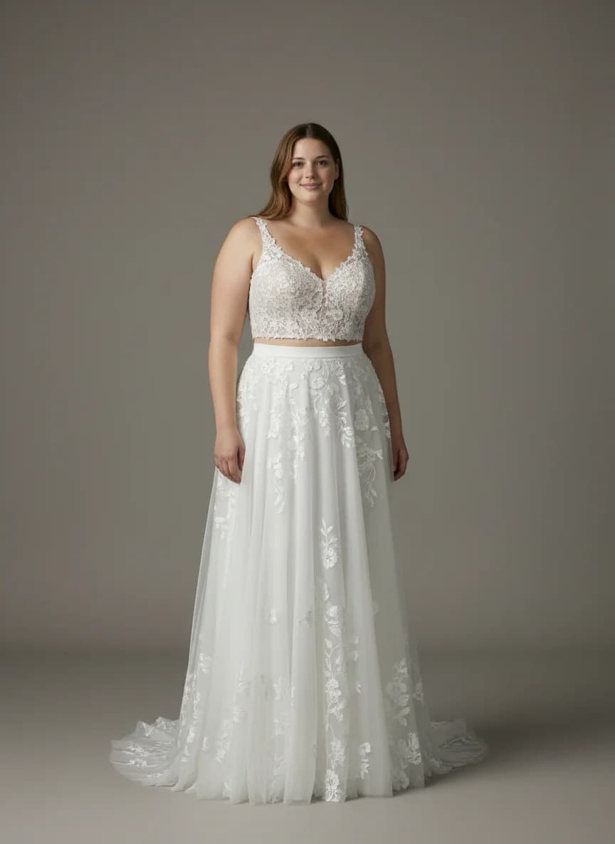 Two Piece wedding dress with Sweetheart neckline