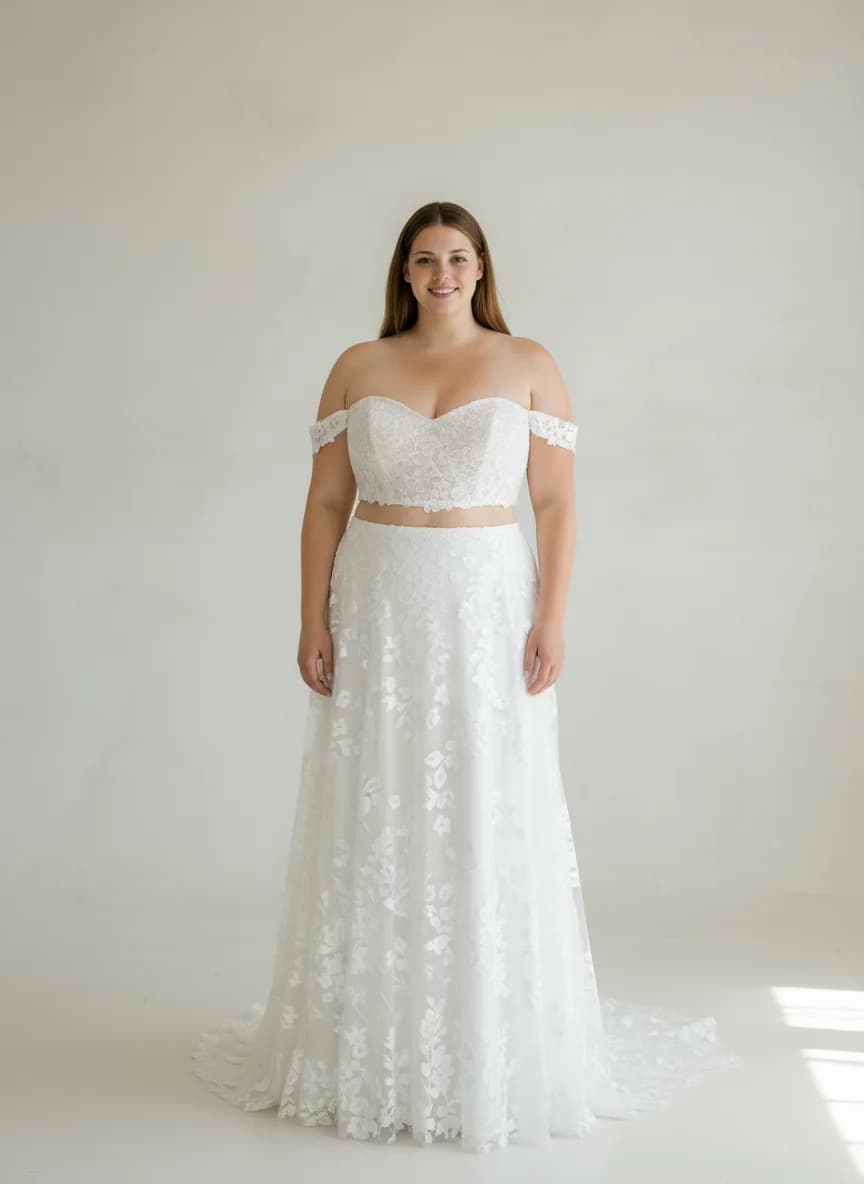 Two Piece dress with Off Shoulder neckline