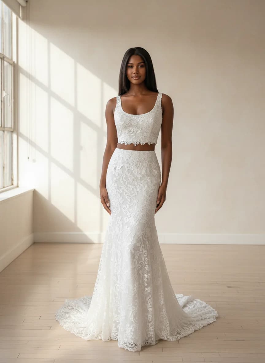 Two Piece dress with Scoop neckline