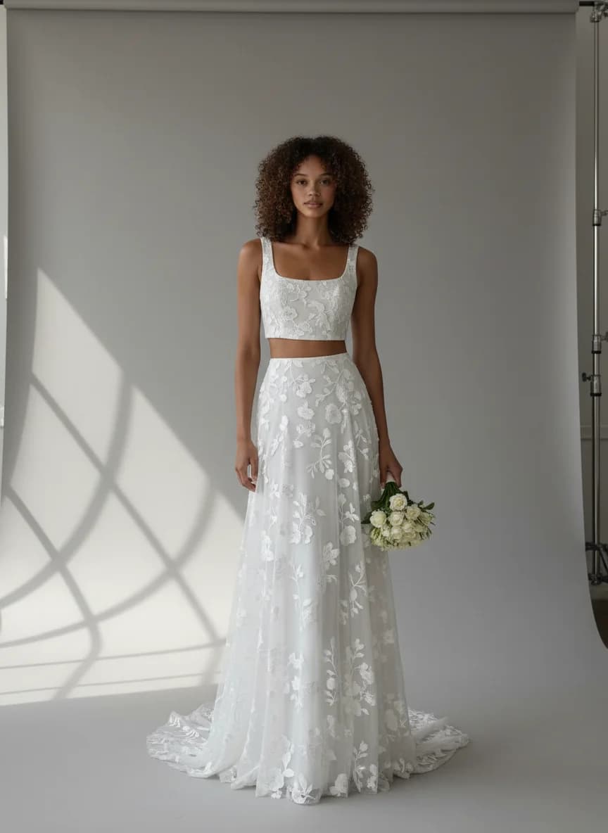 Two Piece dress with Square neckline