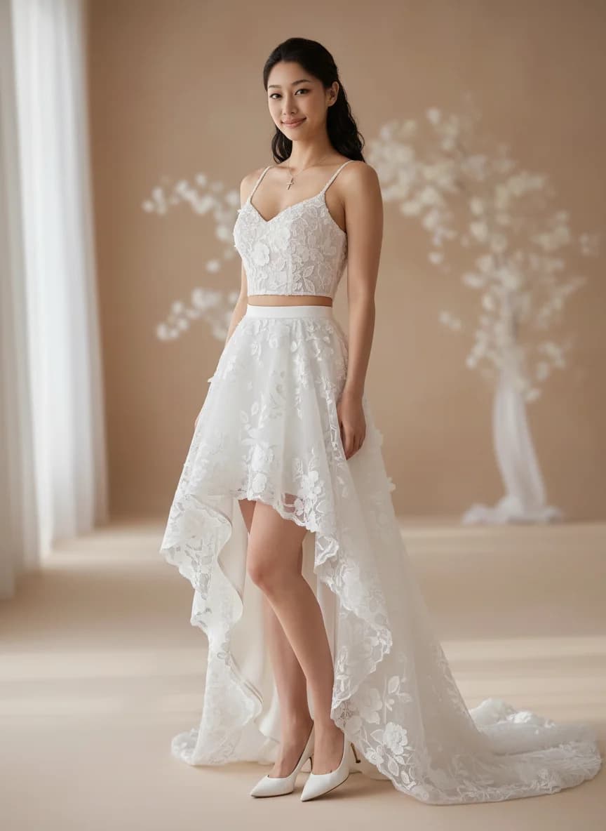 Two Piece dress with High-Low and Sweetheart neckline