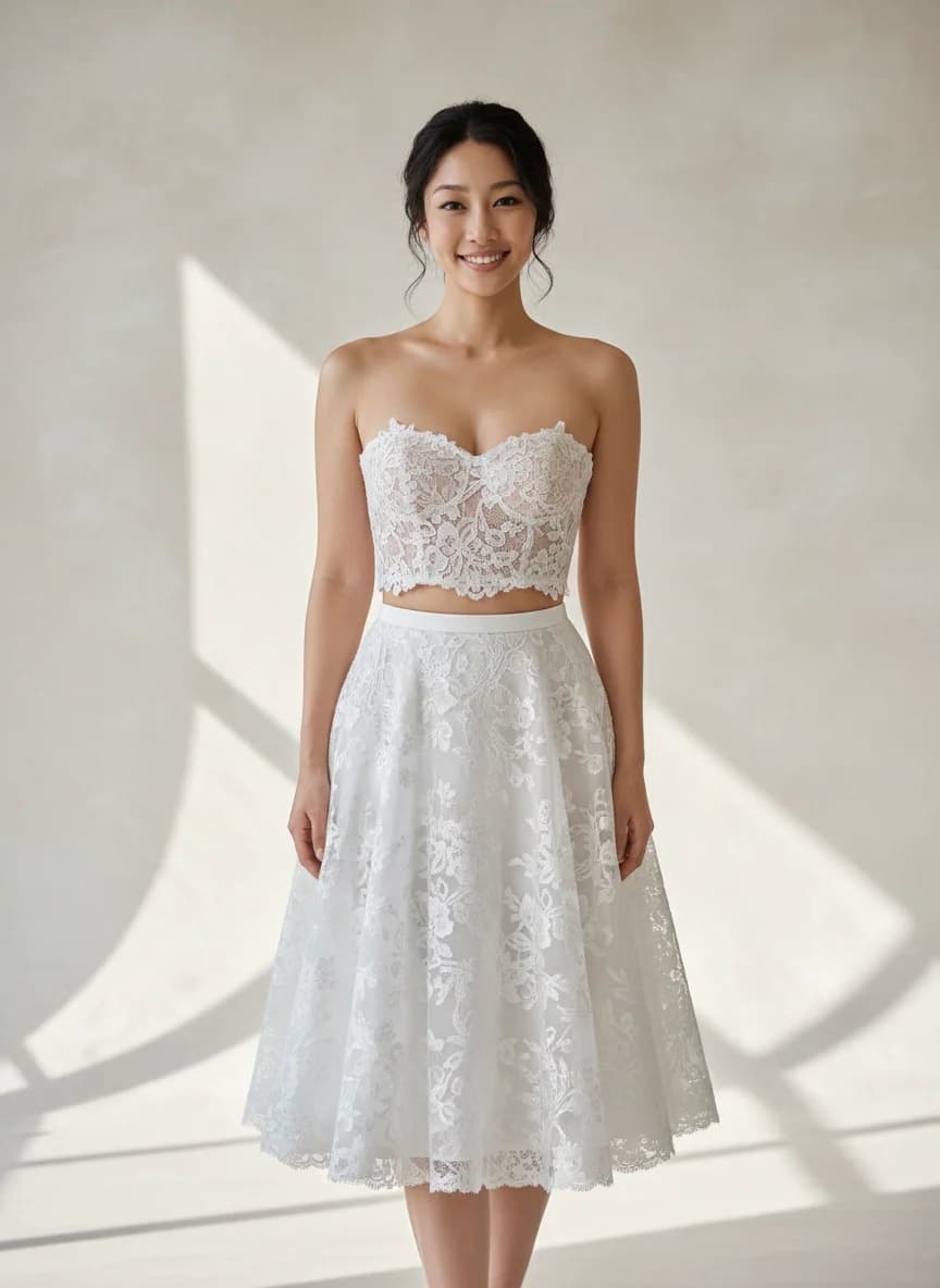 Two Piece dress with Knee Length and Strapless neckline