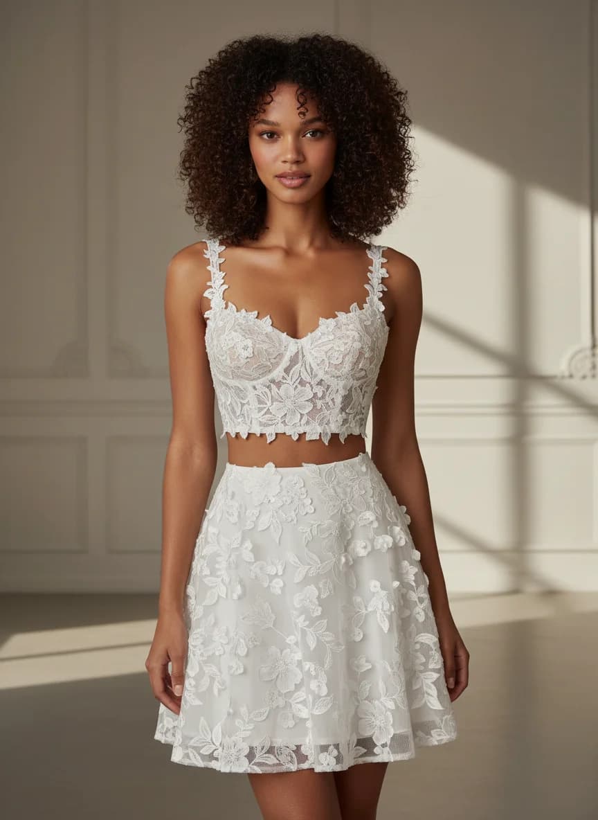 Two Piece dress with Mini and Sweetheart neckline