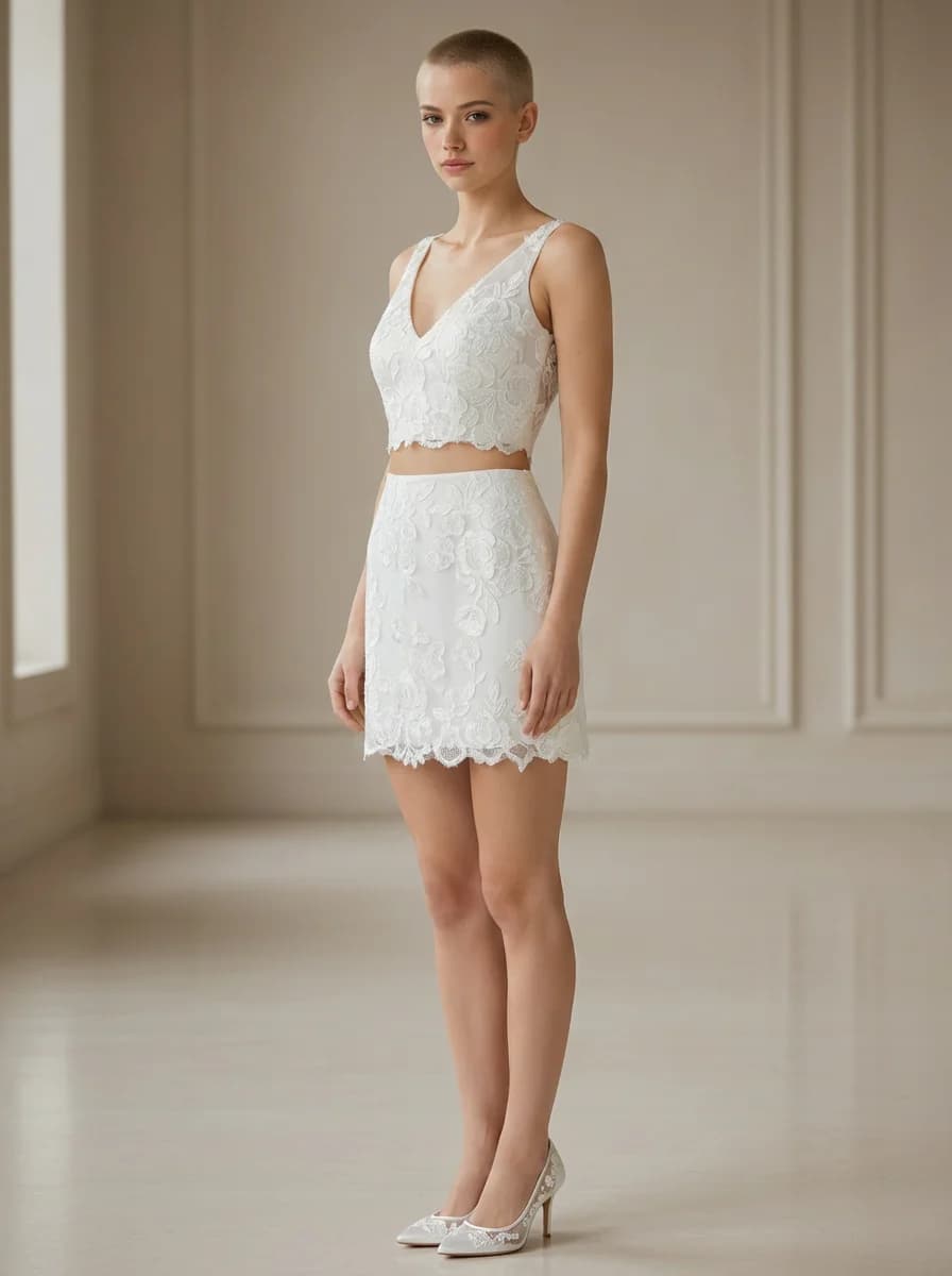 Two Piece dress with Mini and V-Neck neckline