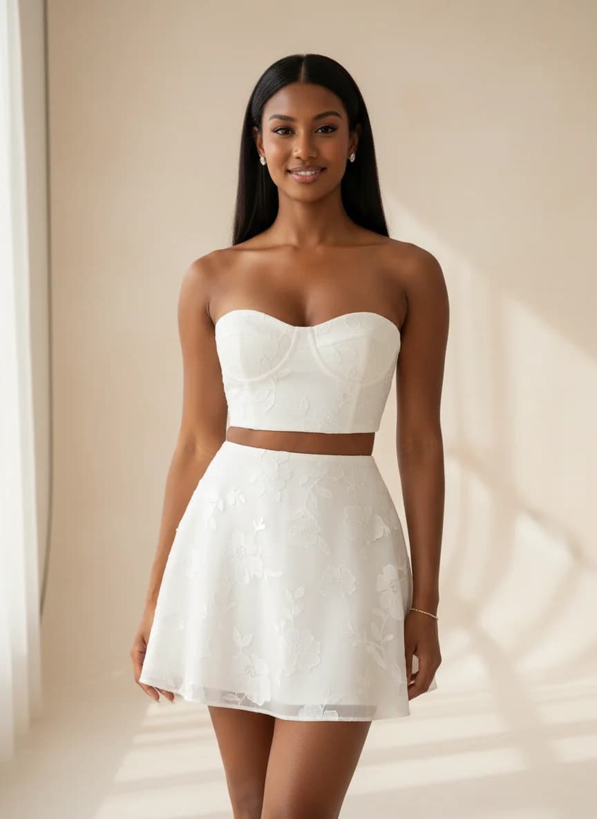 Two Piece dress with Mini and Strapless neckline