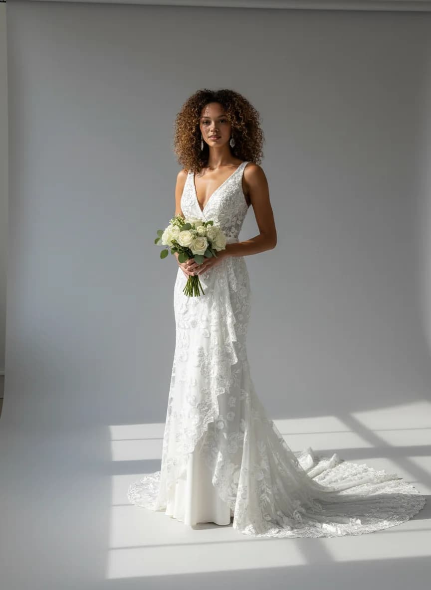 Wrap & Asymmetric dress with Plunge neckline