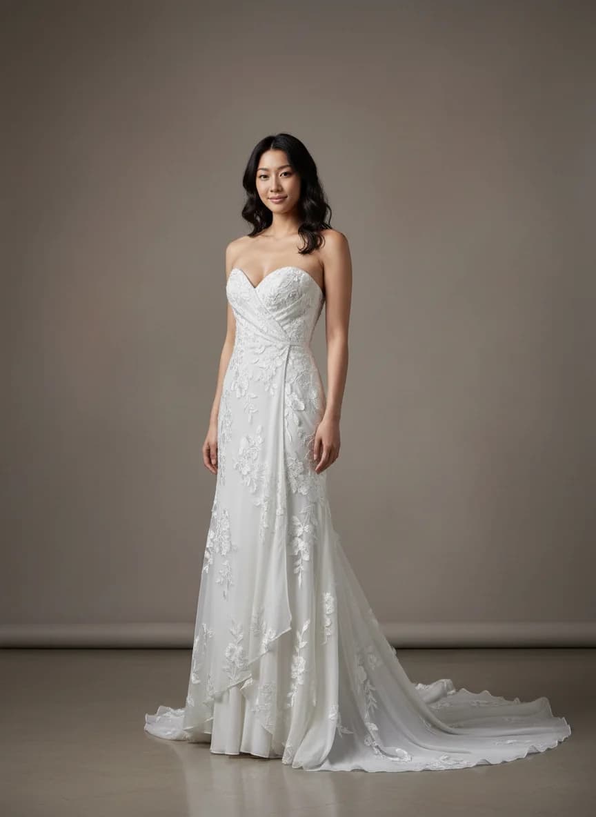 Wrap & Asymmetric dress with Strapless neckline