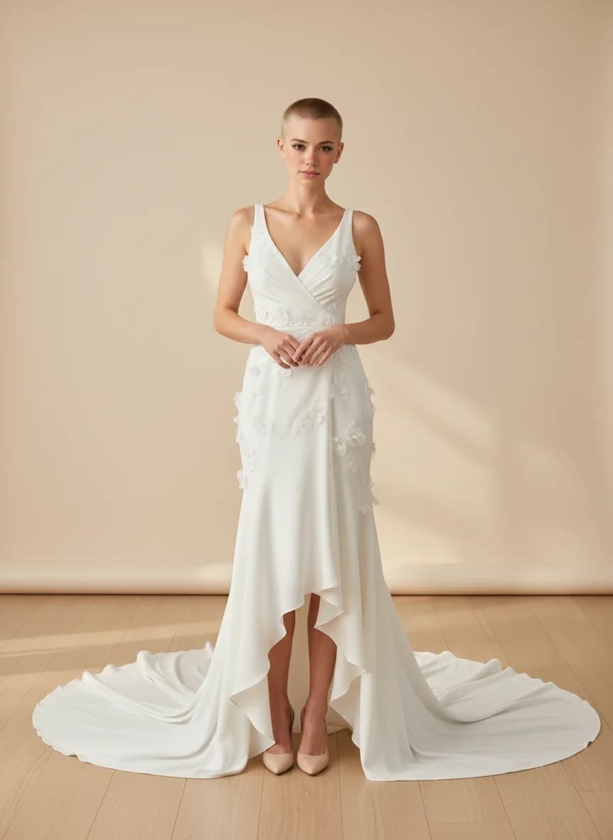 Wrap & Asymmetric dress with Knee Length and Sweetheart neckline