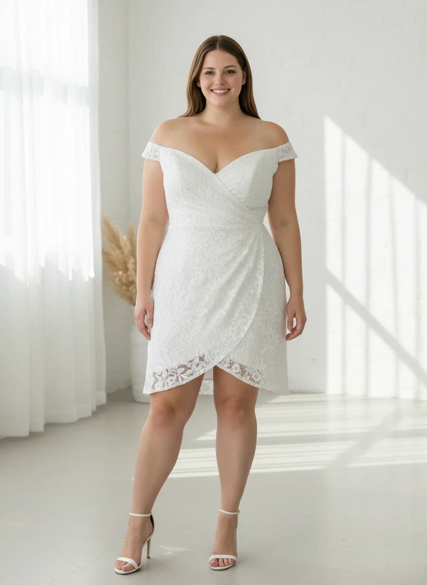 Wrap & Asymmetric dress with Mini and Off Shoulder neckline