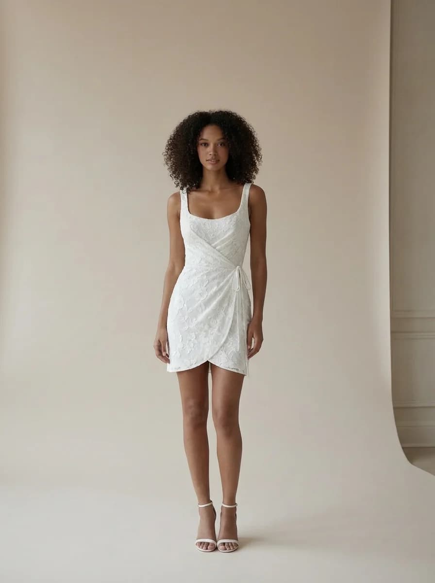 Wrap & Asymmetric dress with Mini and Square neckline