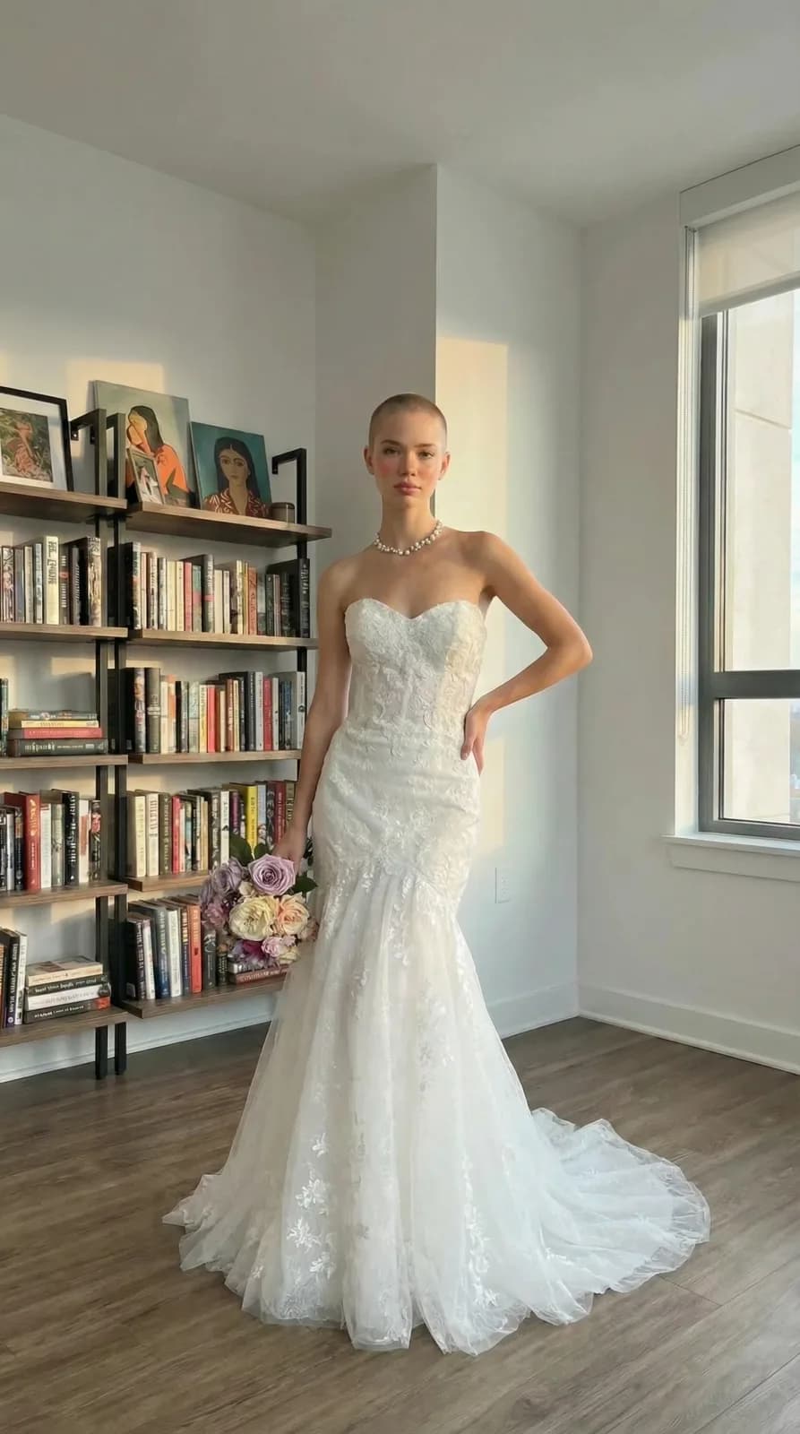 David's Bridal dress 45 — try-on
