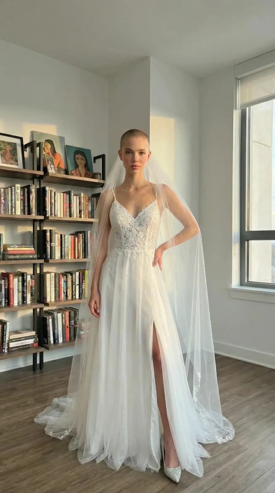 David's Bridal dress 45 — try-on