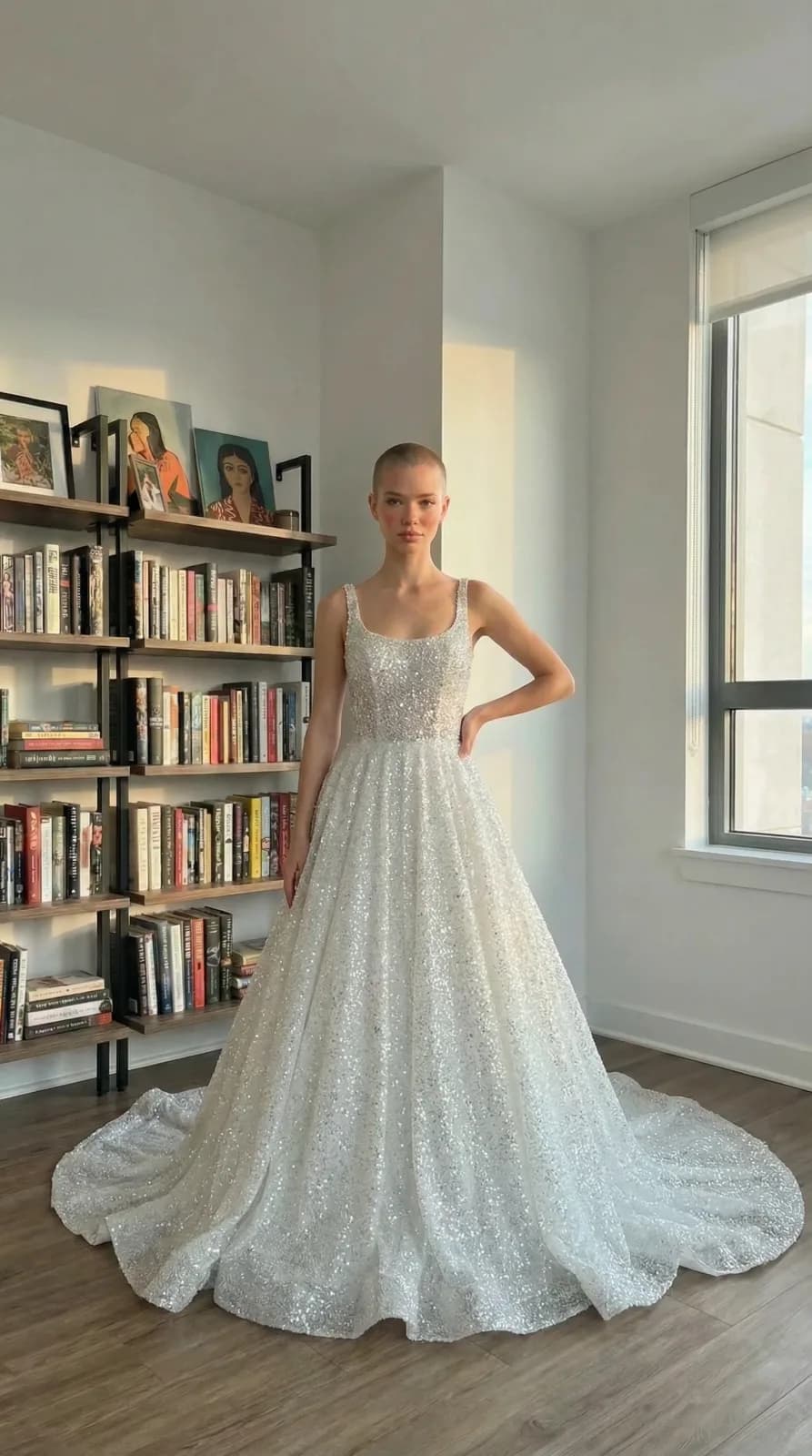 David's Bridal dress 54 — try-on