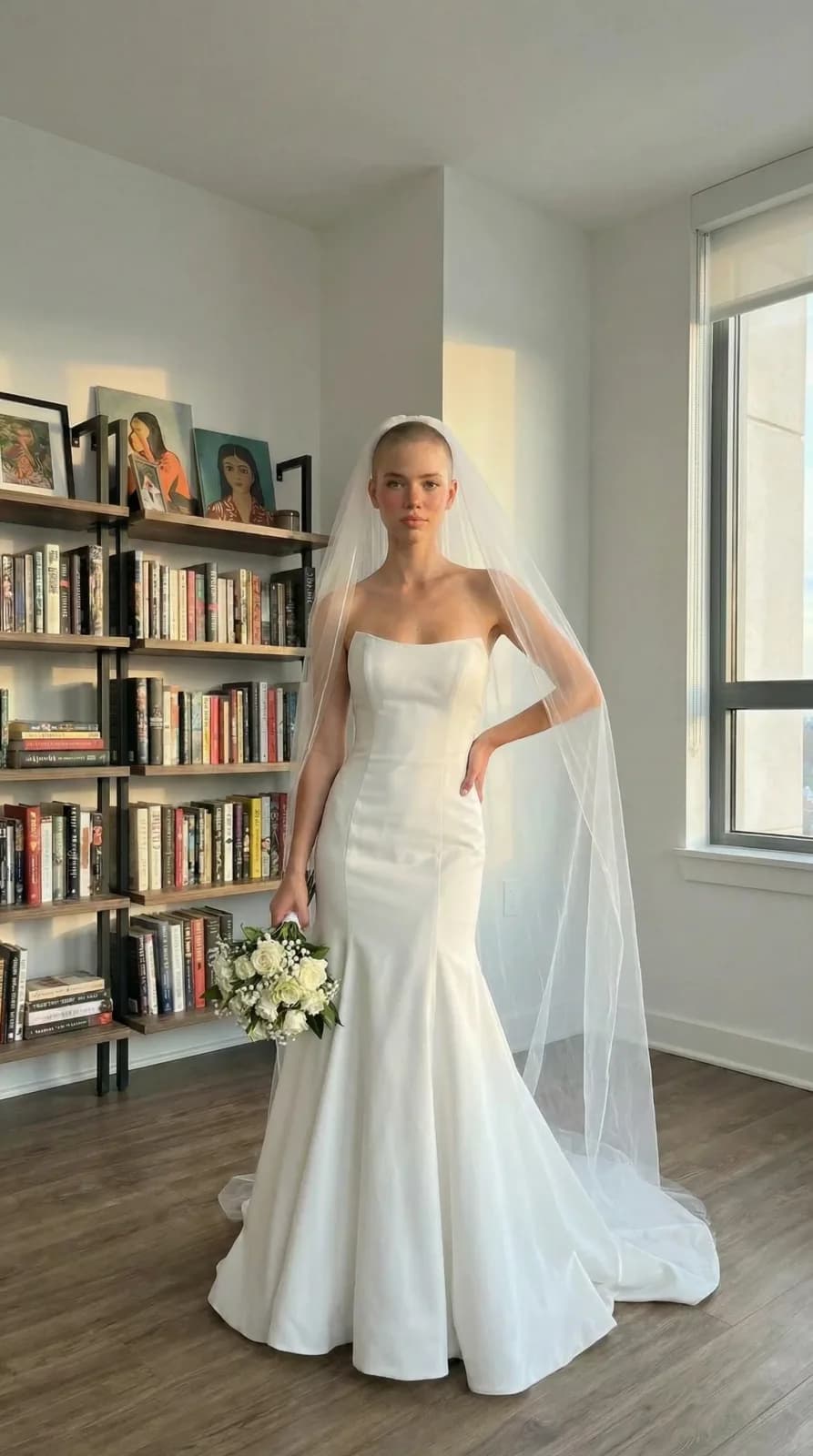 David's Bridal dress 60 — try-on