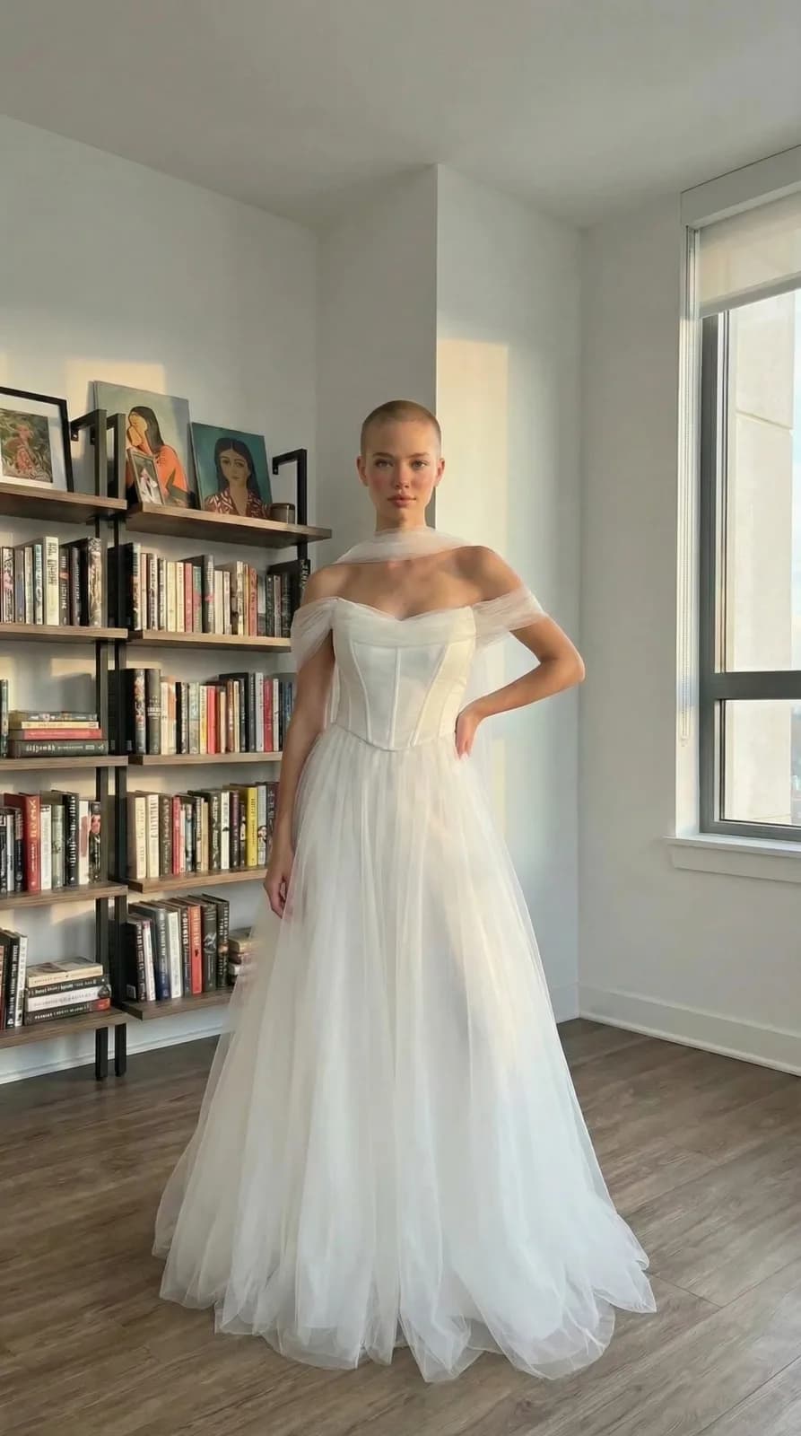 David's Bridal dress 60 — try-on