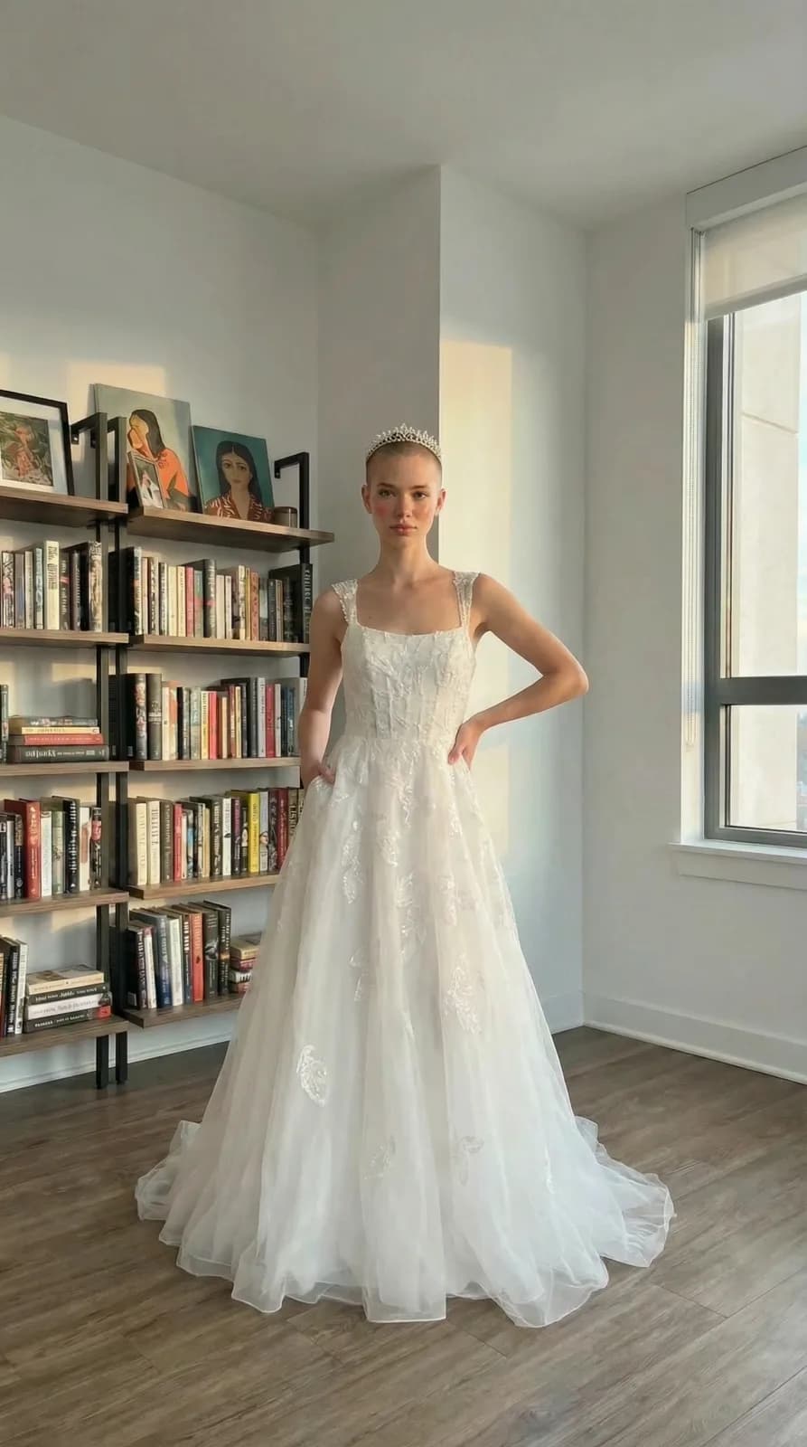 David's Bridal dress 60 — try-on