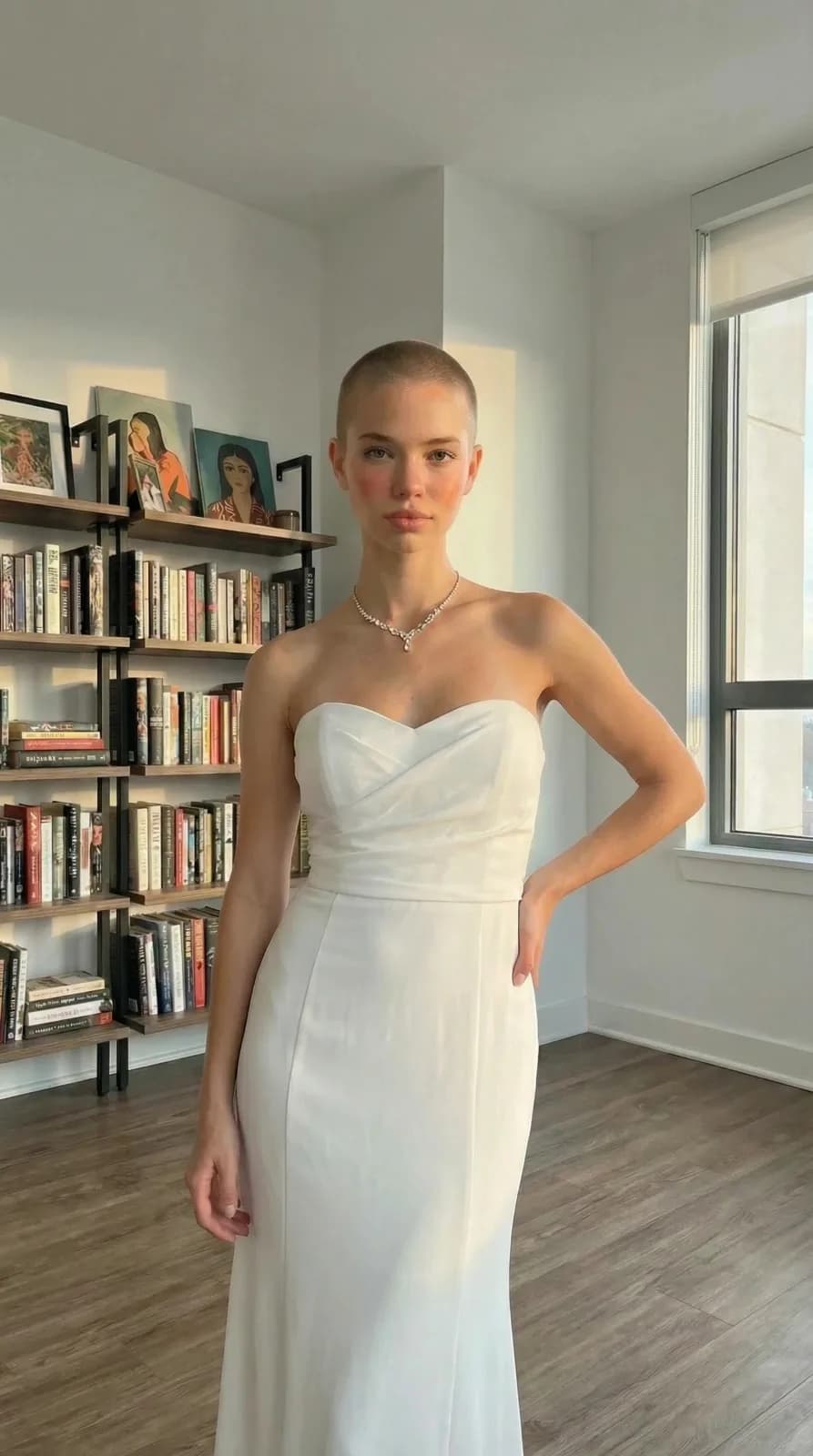 David's Bridal dress 60 — try-on