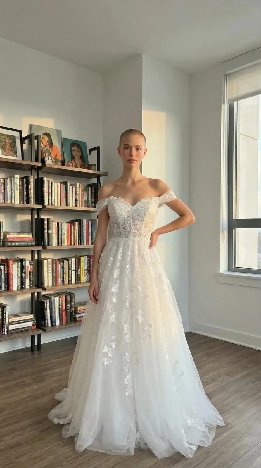 David's Bridal dress 60 — try-on