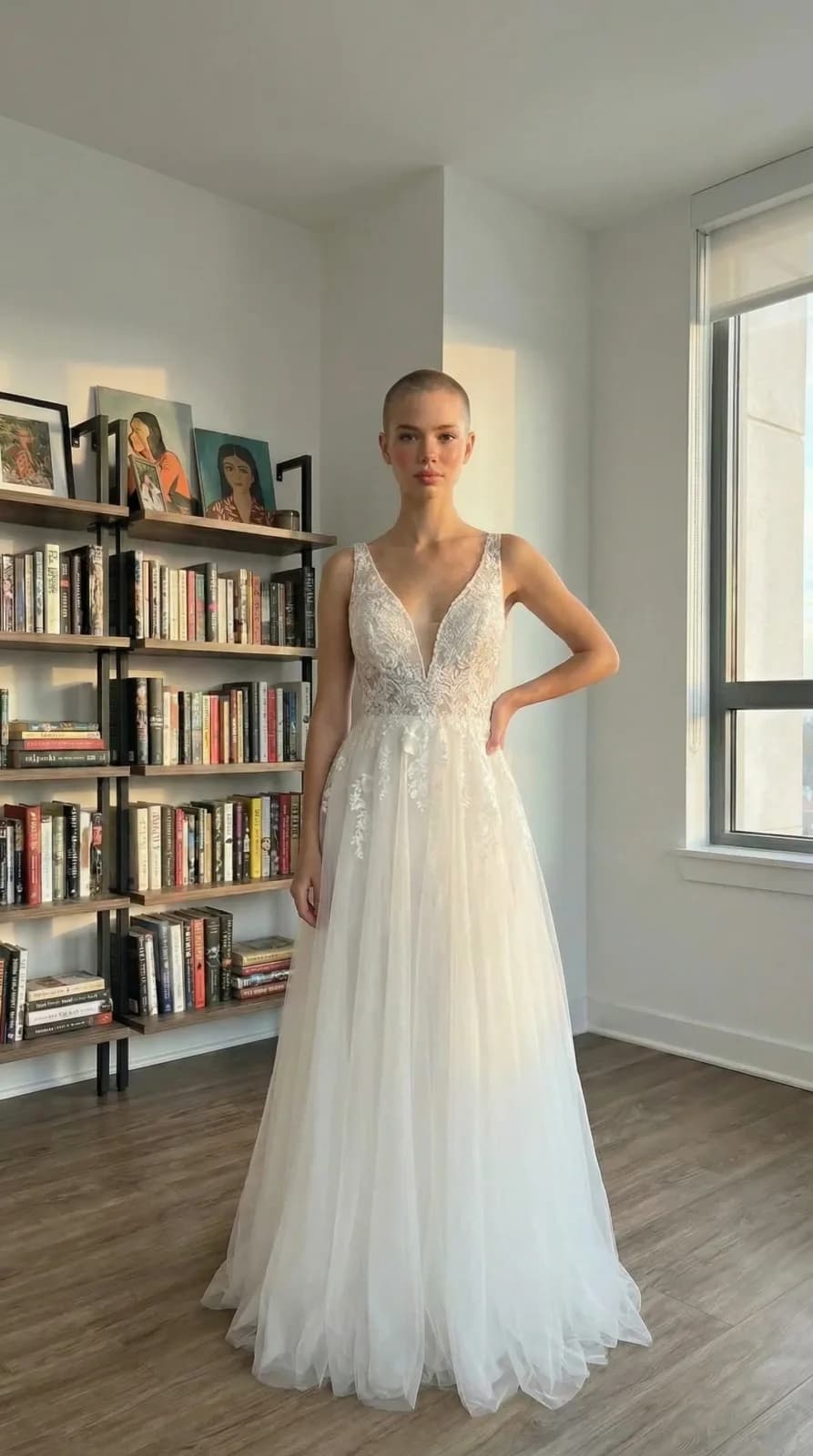David's Bridal dress 75 — try-on