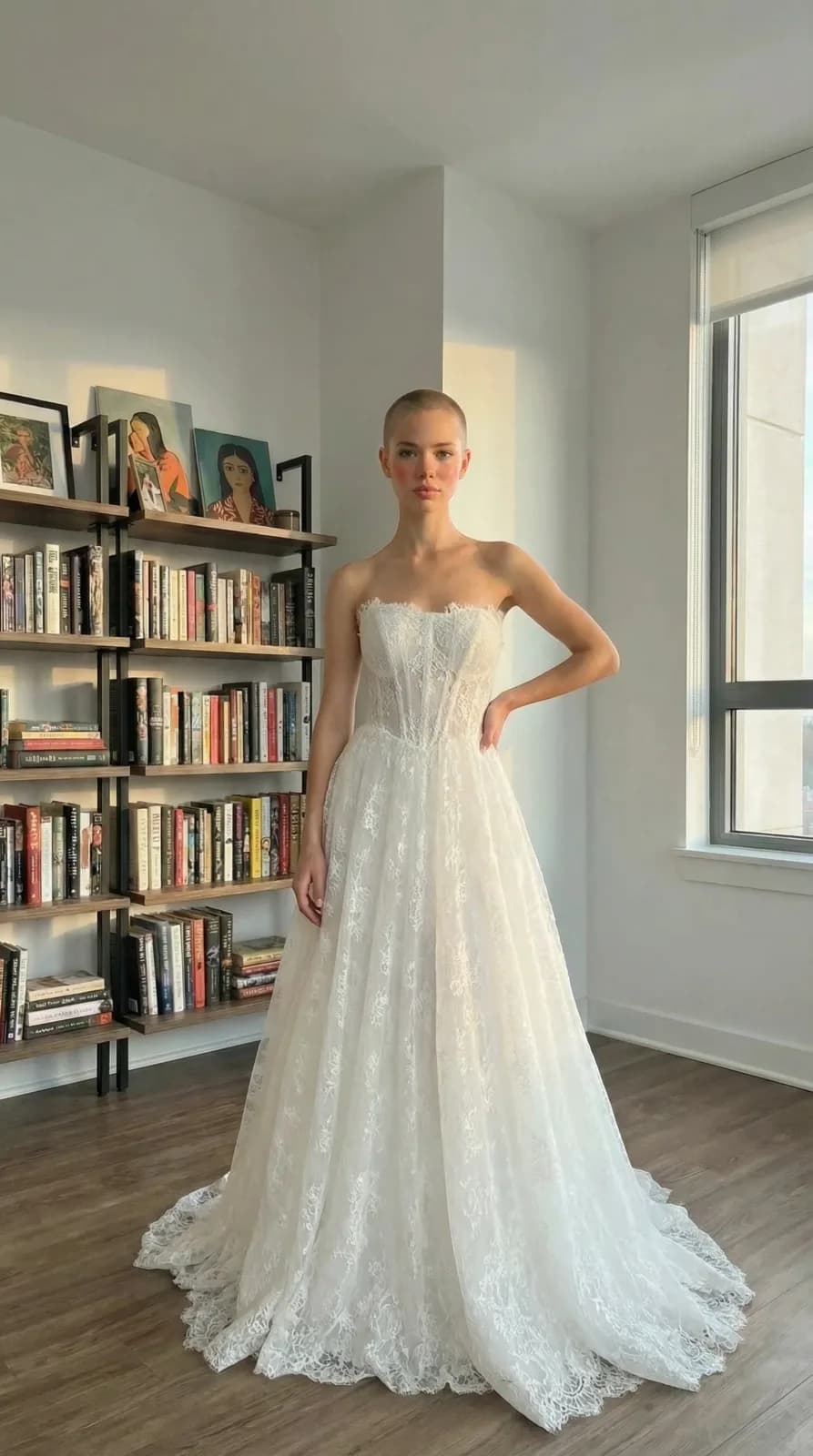 David's Bridal dress 75 — try-on